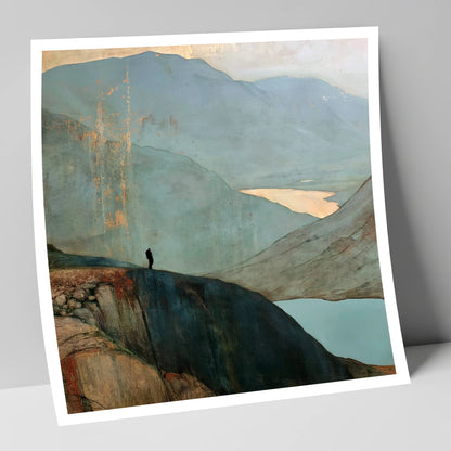 Walker Above Innominate Tarn lake district fell art print