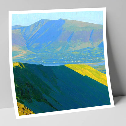 Skiddaw Little Man Sunlit Ridge lake district fell art print