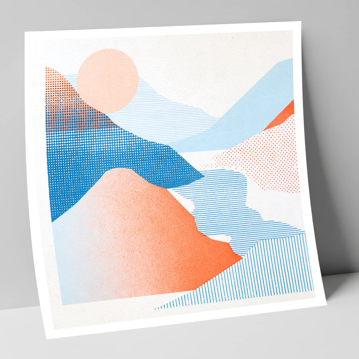 Graphic Eskdale Valley in Coral lake district valley art print