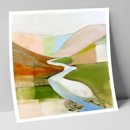 Winding River Through Pastel Fells lake district waterfall art print