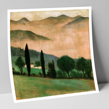 Terracotta Dawn over Misty Valley lake district sky art print
