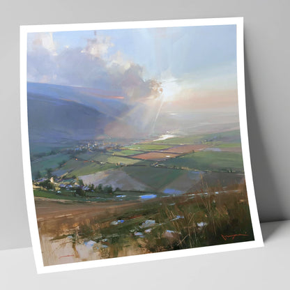 Sunburst Over a Lakeland Dale lake district valley art print