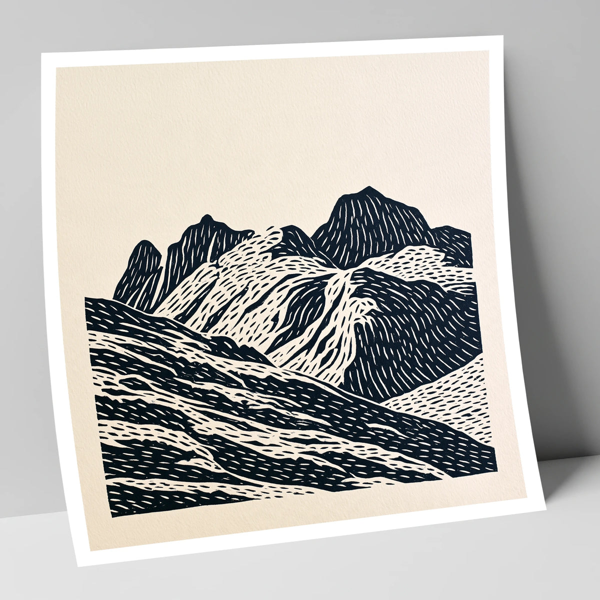 Bold Langdale Pikes Silhouette lake district fell art print