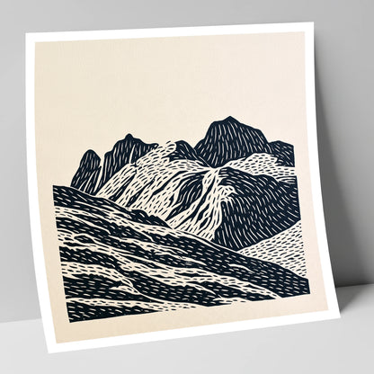 Bold Langdale Pikes Silhouette lake district fell art print