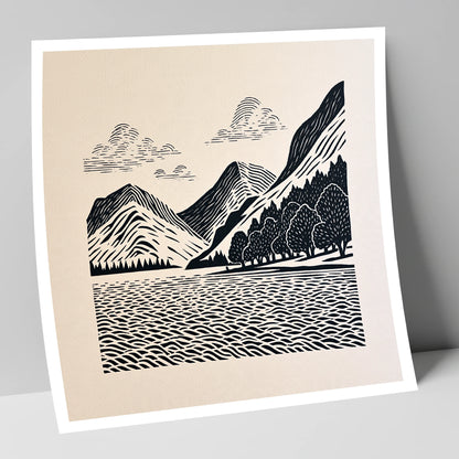 Striking Buttermere Fells and Lake lake district lake art print