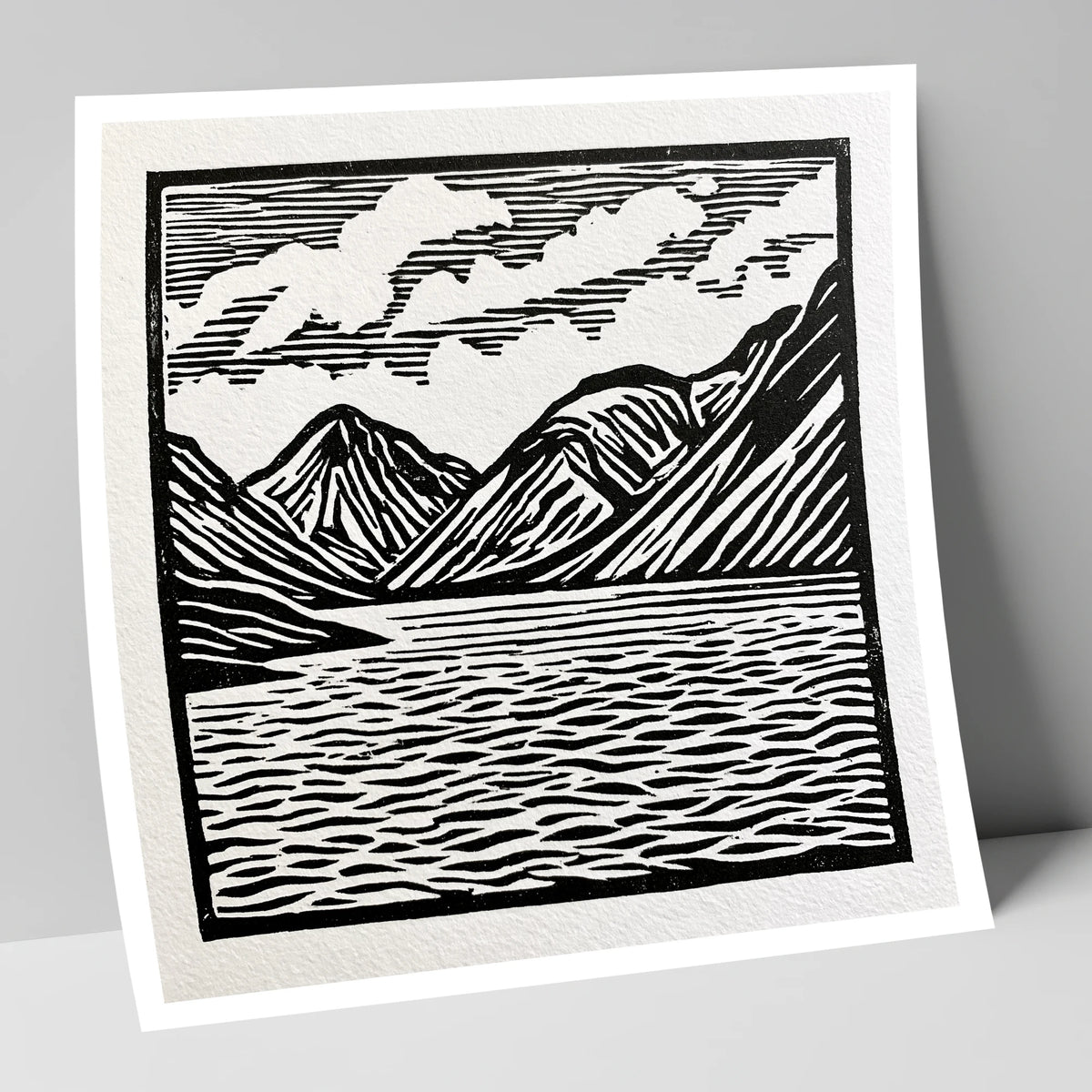Wastwater Fells in Monochrome lake district lake art print
