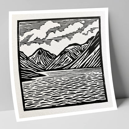 Wastwater Fells in Monochrome lake district lake art print