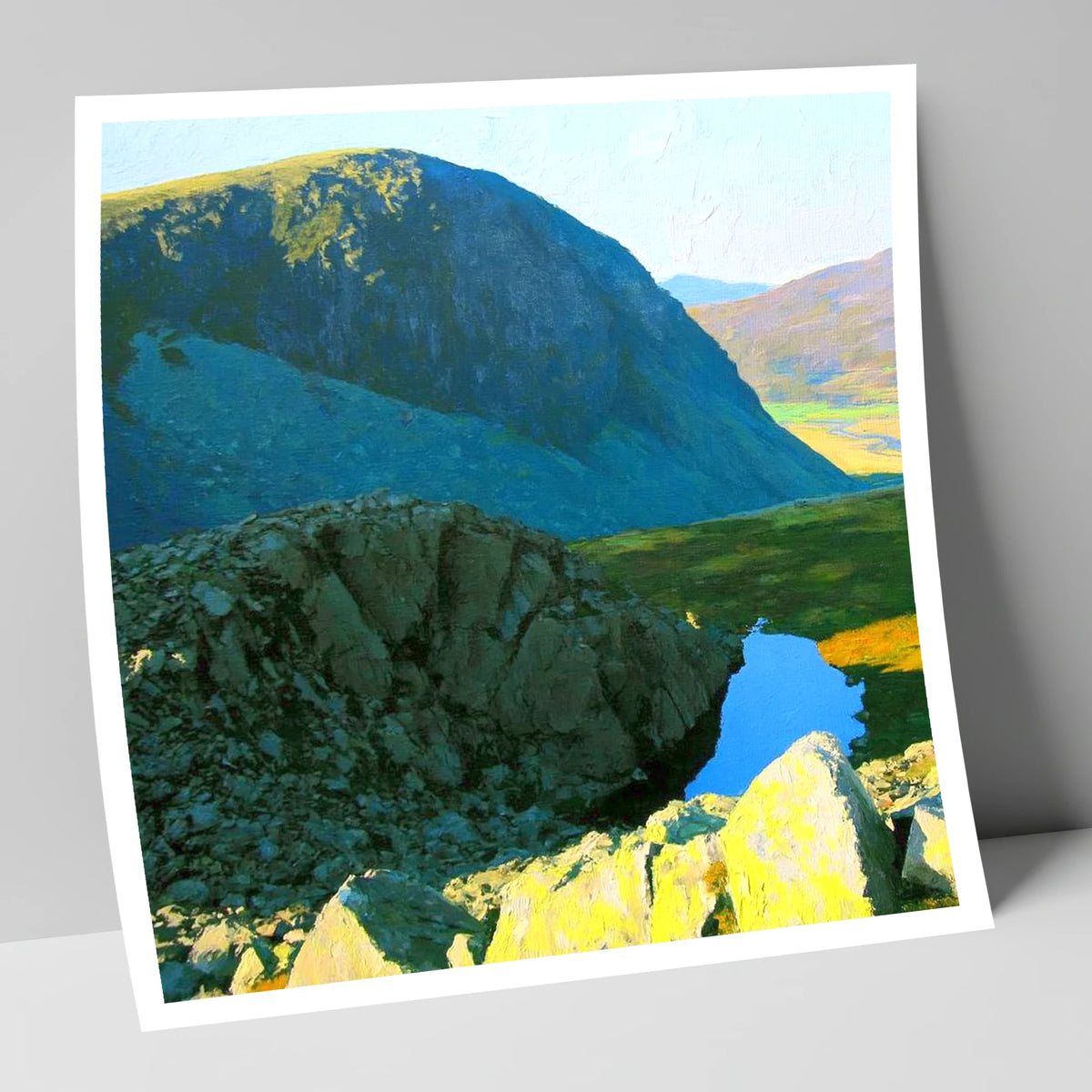 High Crag and Sunlit Tarn lake district fell art print