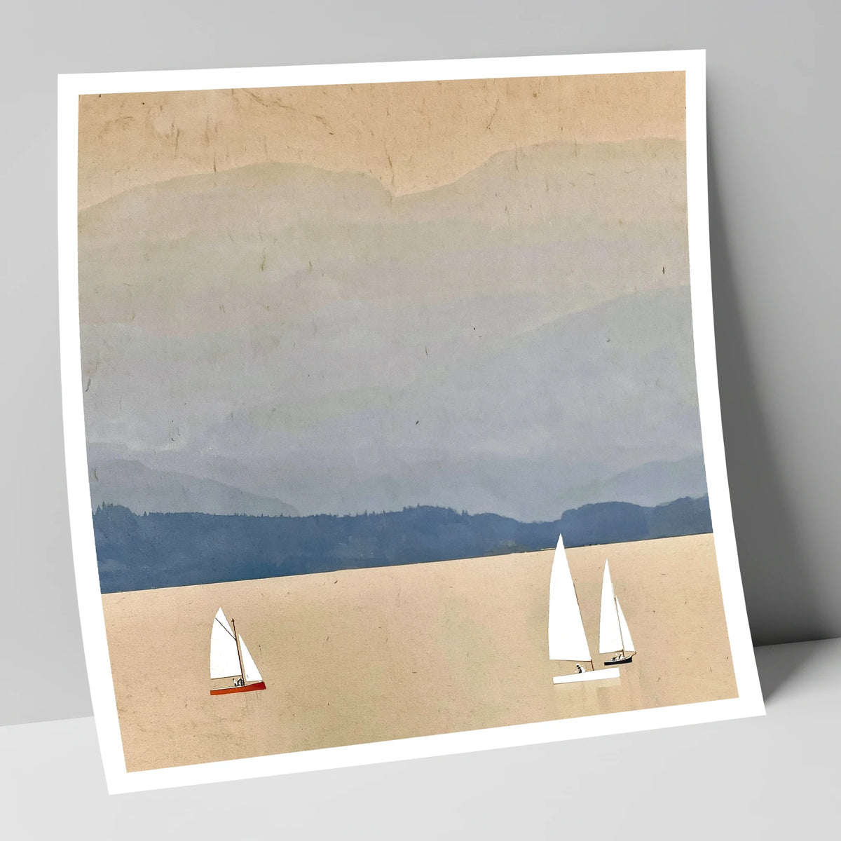 White Sails on Misty Windermere lake district lake art print