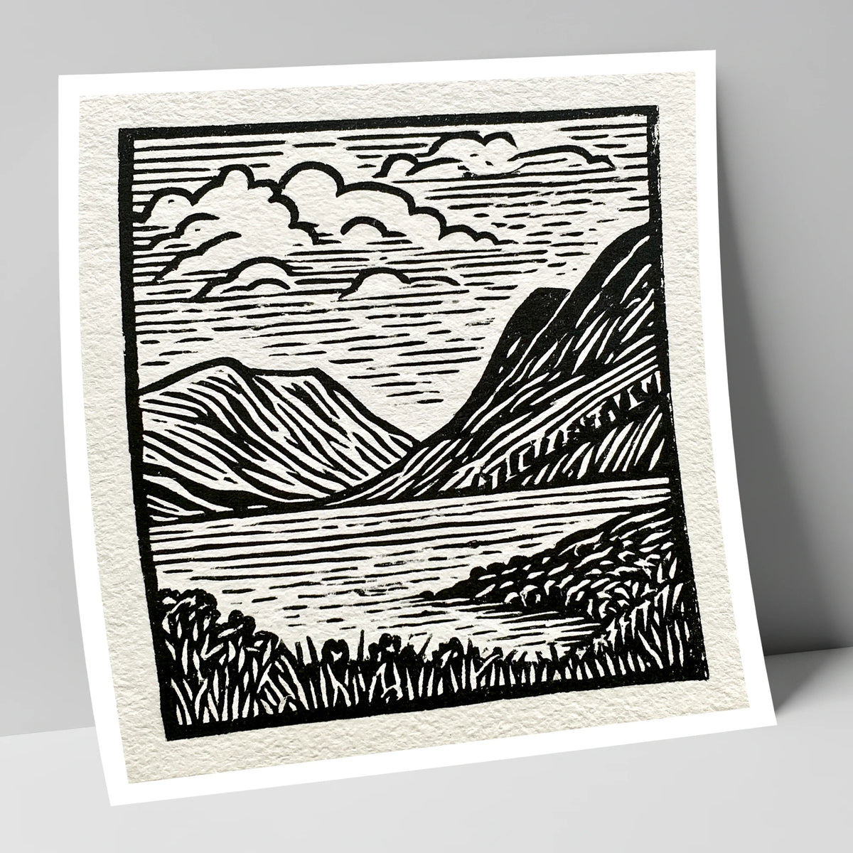 Graphic Fells of Crummock Water lake district lake art print