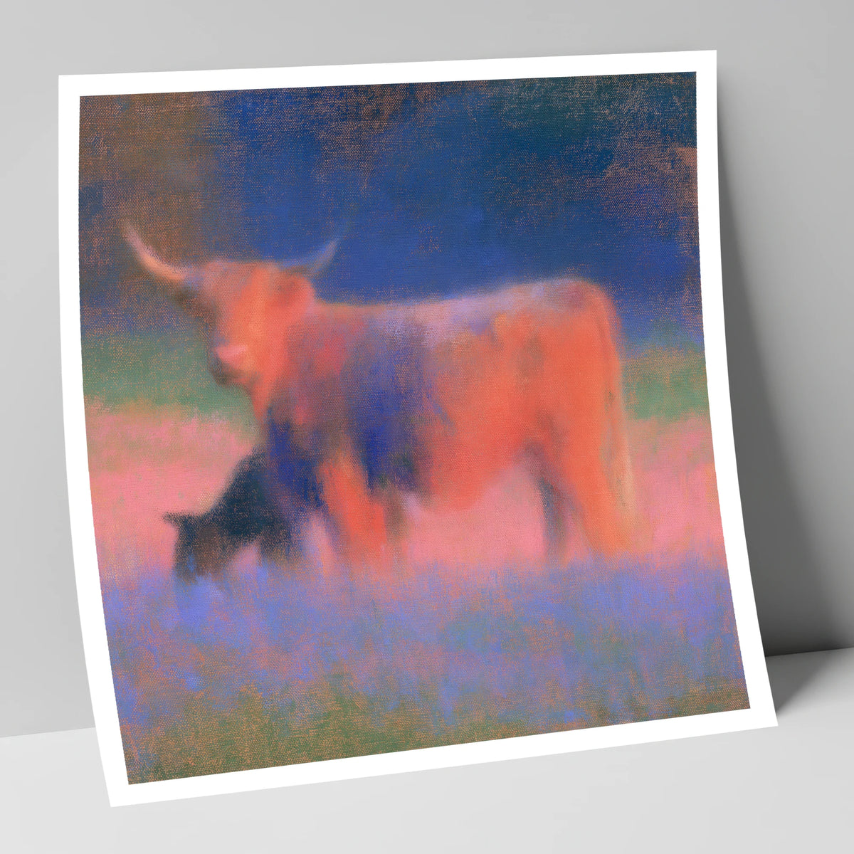 Highland Cattle in Twilight Haze lake district wildlife art print