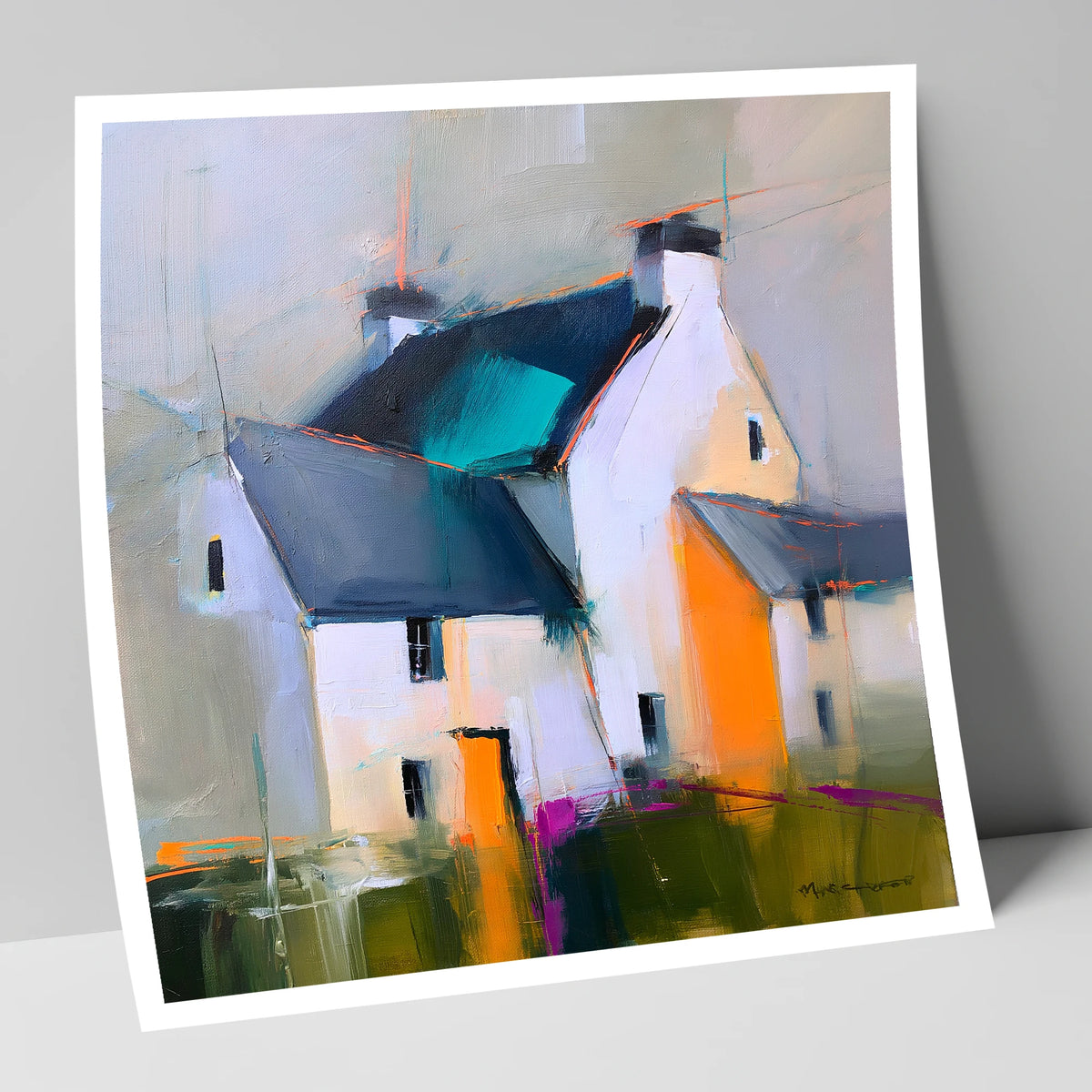 Abstract Lakeland Slate Cottages lake district village art print