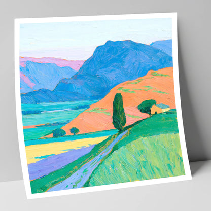 Golden Evening Light on Fells lake district sky art print