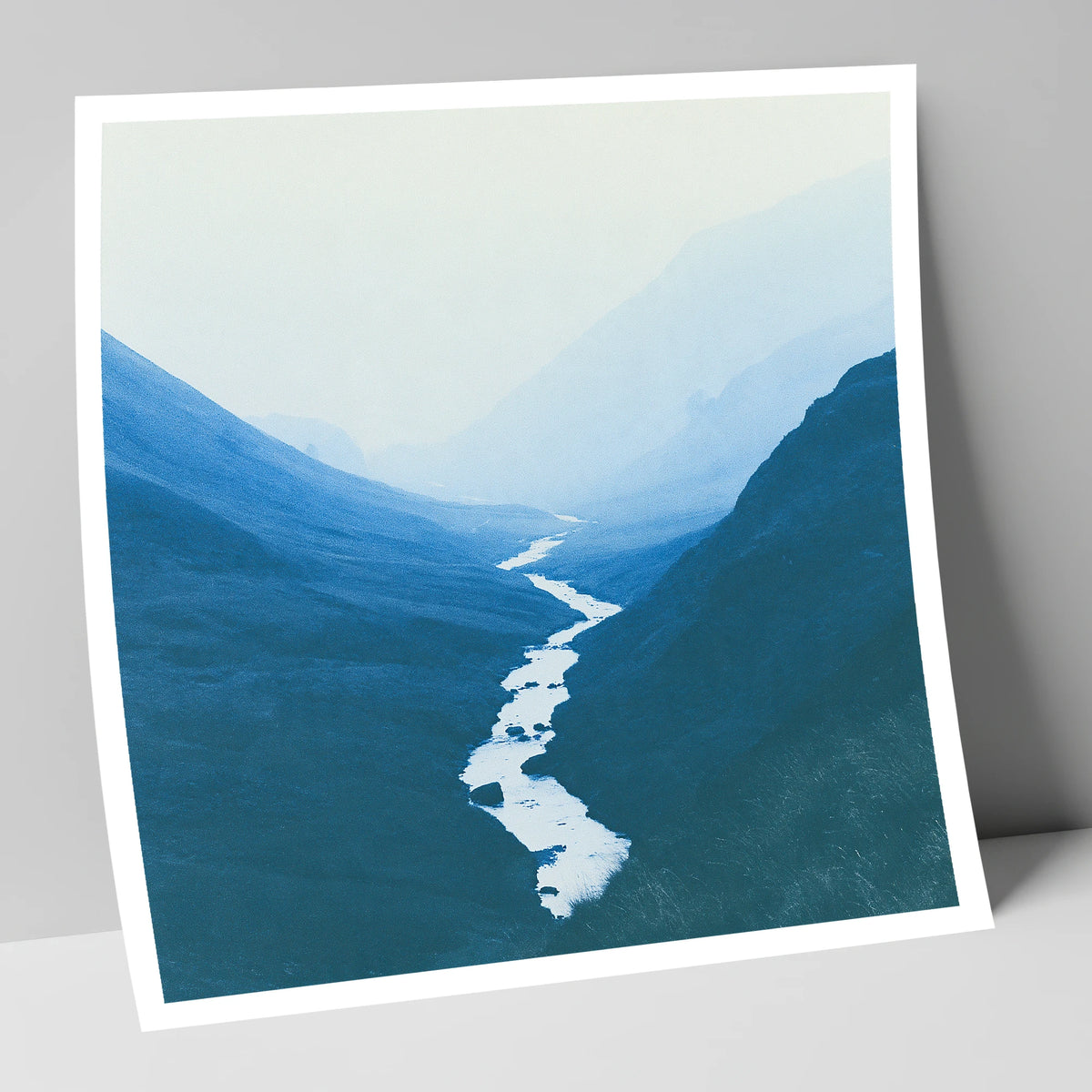 River Winding Through Blue Fells lake district waterfall art print