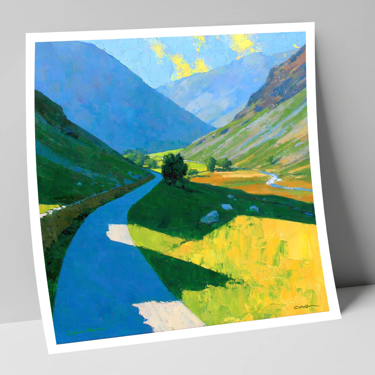 Winding Mountain Pass in Vivid Colour lake district valley art print