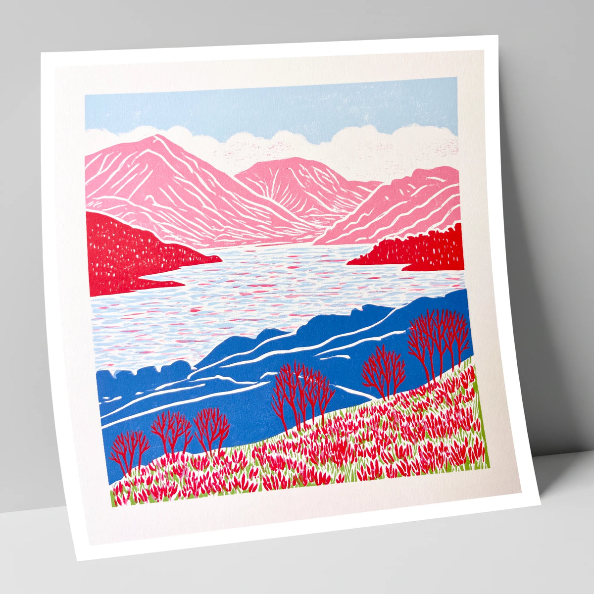 Bold Pink Fells Above Ennerdale lake district valley art print