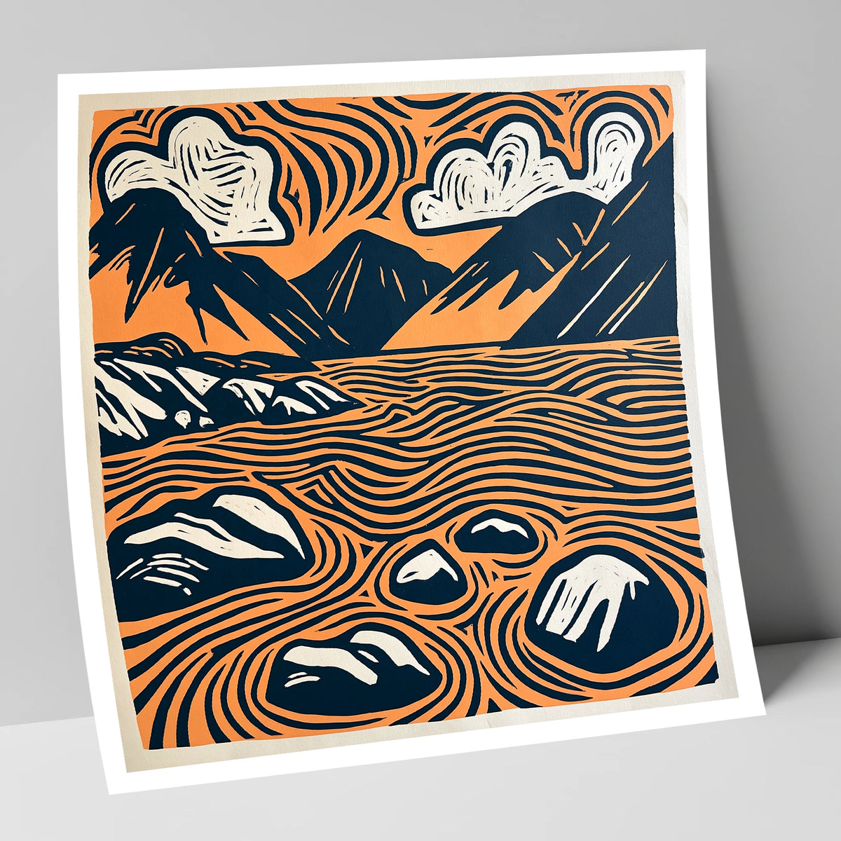 Graphic Terracotta Wastwater Landscape lake district lake art print
