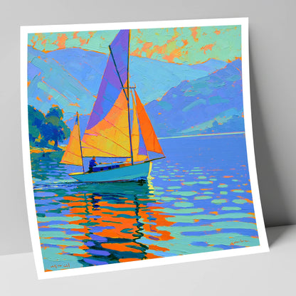 Vibrant Sails on a Breezy Lake lake district walking art print