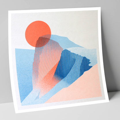 Great Gable in Coral and Blue lake district fell art print