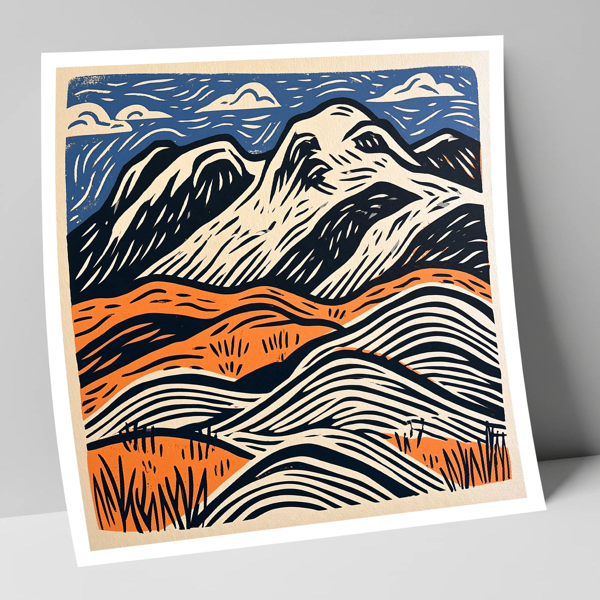 Bowfell Over Orange Fells lake district fell art print