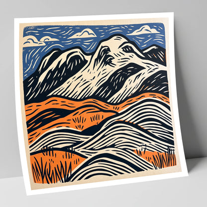 Bowfell Over Orange Fells lake district fell art print