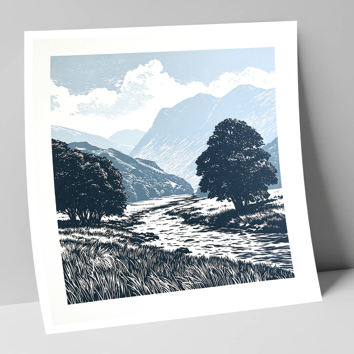 Borrowdale River in Slate Blue lake district valley art print