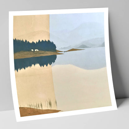Slate Blue Lake Dawn Reflection lake district lake art print