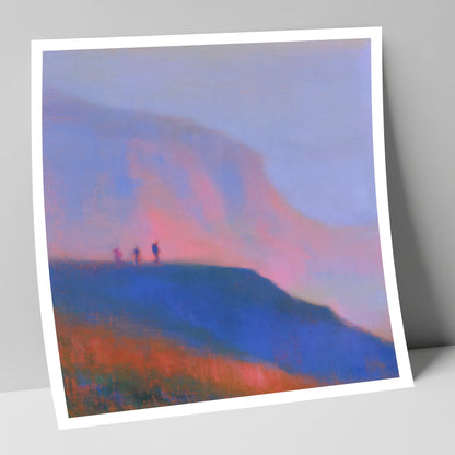 Fell Walkers in Pink Twilight lake district fell art print