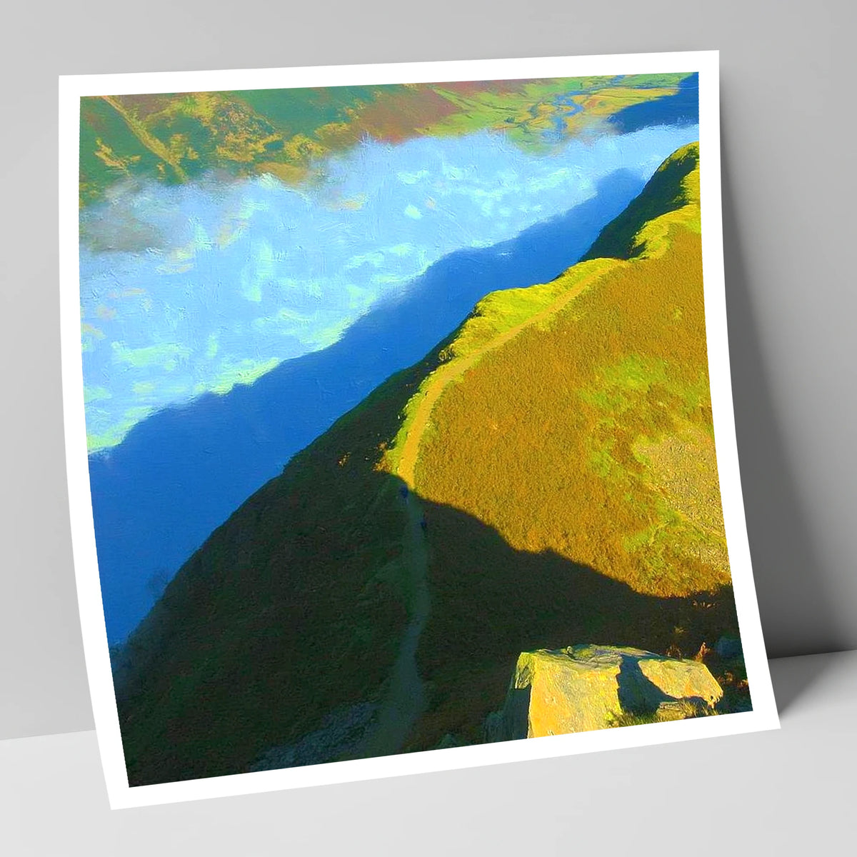 Sunlit Winding Path on Gibson Knott lake district fell art print