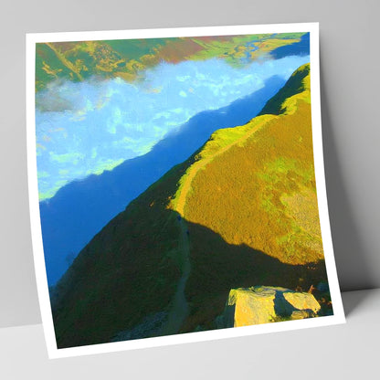 Sunlit Winding Path on Gibson Knott lake district fell art print