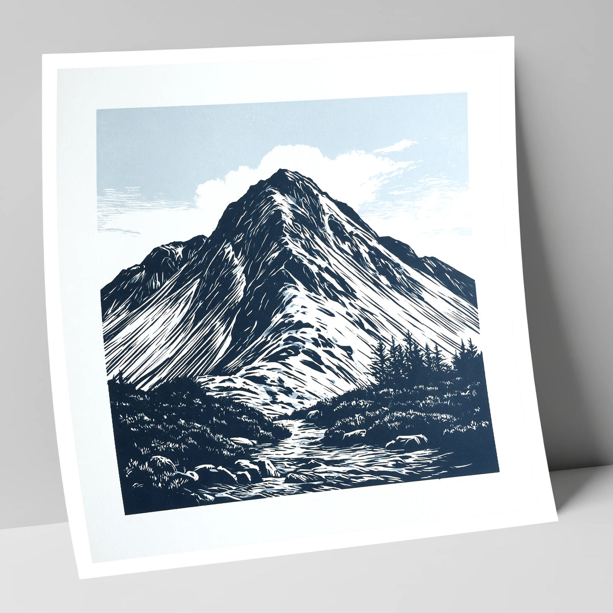 Great Gable in Deep Navy lake district fell art print
