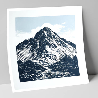 Great Gable in Deep Navy lake district fell art print