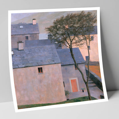 Pastel Light on Slate Cottages lake district village art print