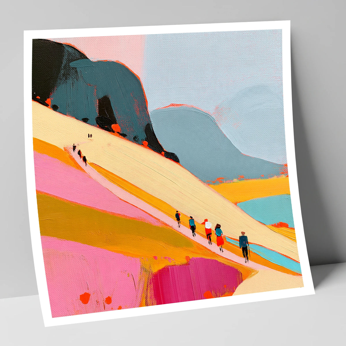 Vibrant Mountain Path Walkers lake district walking art print
