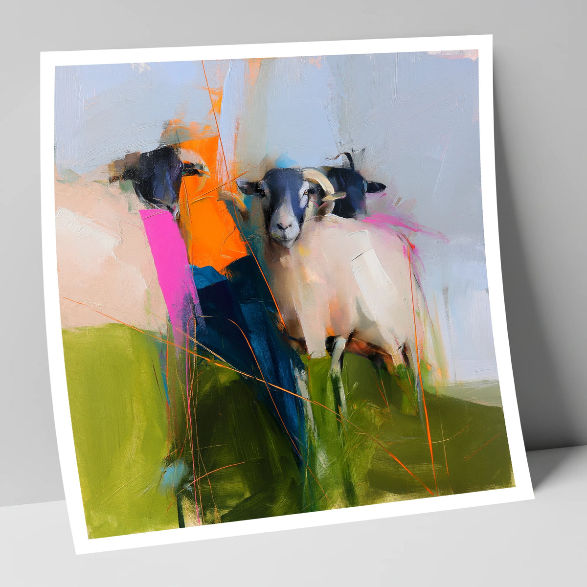 Abstract Herdwick Sheep on Fellside lake district wildlife art print