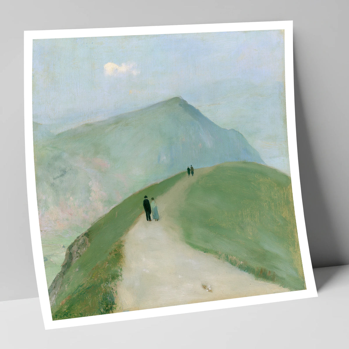 Walkers on a Mountain Ridge lake district walking art print
