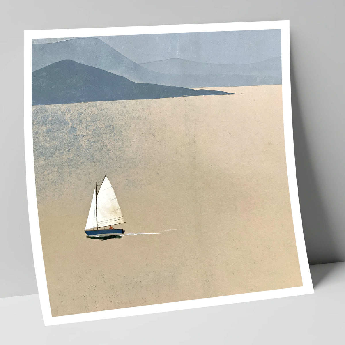 White Sail Across the Ochre Lake lake district walking art print