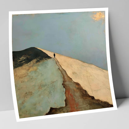 Silhouetted Walker on Striding Edge lake district walking art print