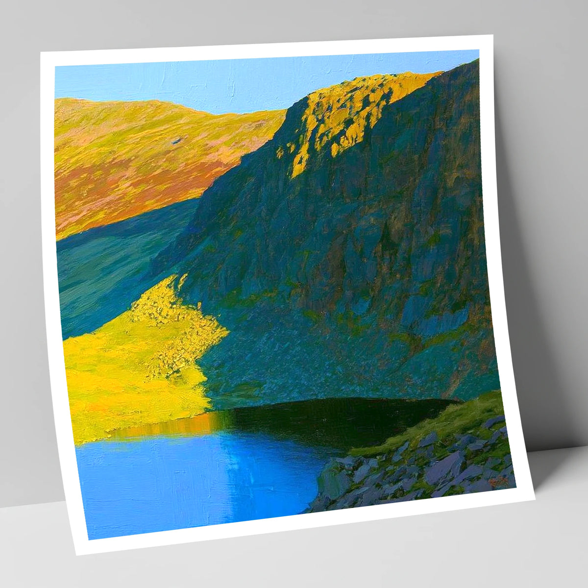 Vibrant Esk Pike and Tarn lake district fell art print