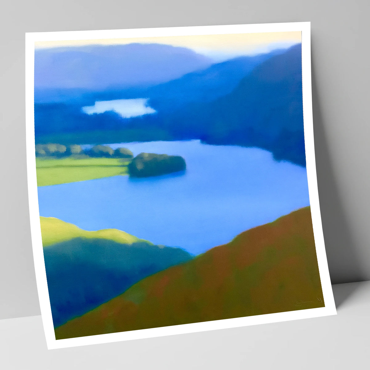 Grasmere Lake in Ultramarine Blue lake district lake art print