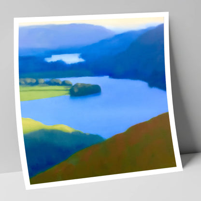 Grasmere Lake in Ultramarine Blue lake district lake art print
