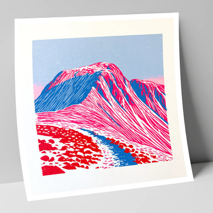 Vibrant Great Gable Peak lake district fell art print