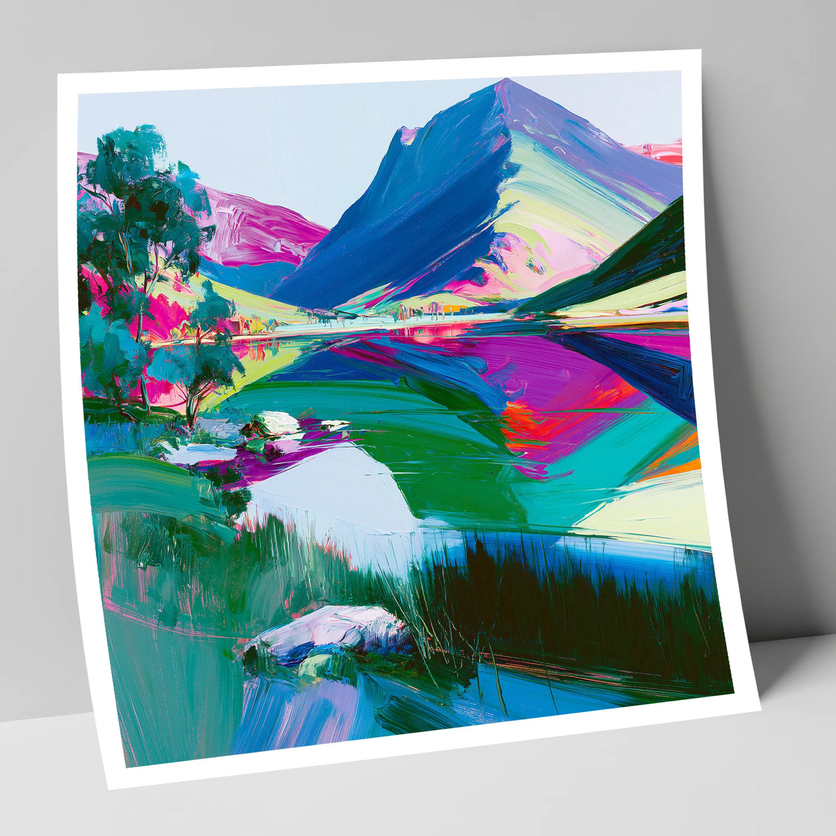 Vivid Lake District Mountain Reflection lake district fell art print