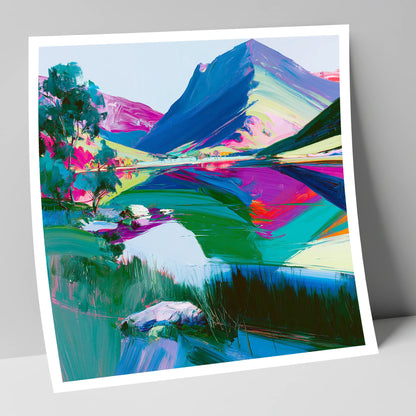 Vivid Lake District Mountain Reflection lake district fell art print