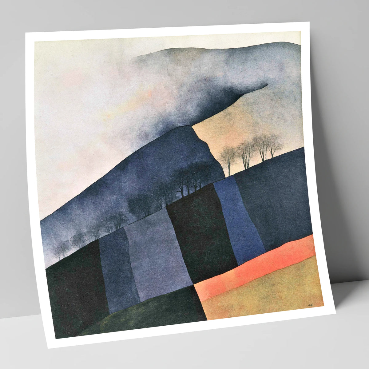 Misty Mountain Ridge in Indigo lake district fell art print