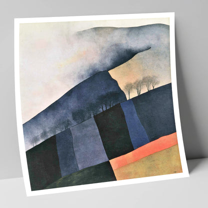 Misty Mountain Ridge in Indigo lake district fell art print