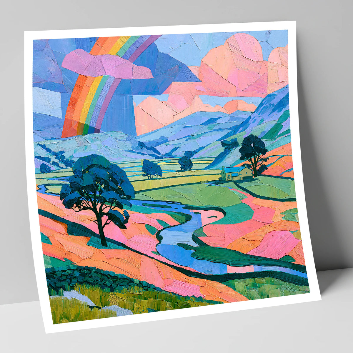 Lakeland Valley Rainbow After Rain lake district sky art print