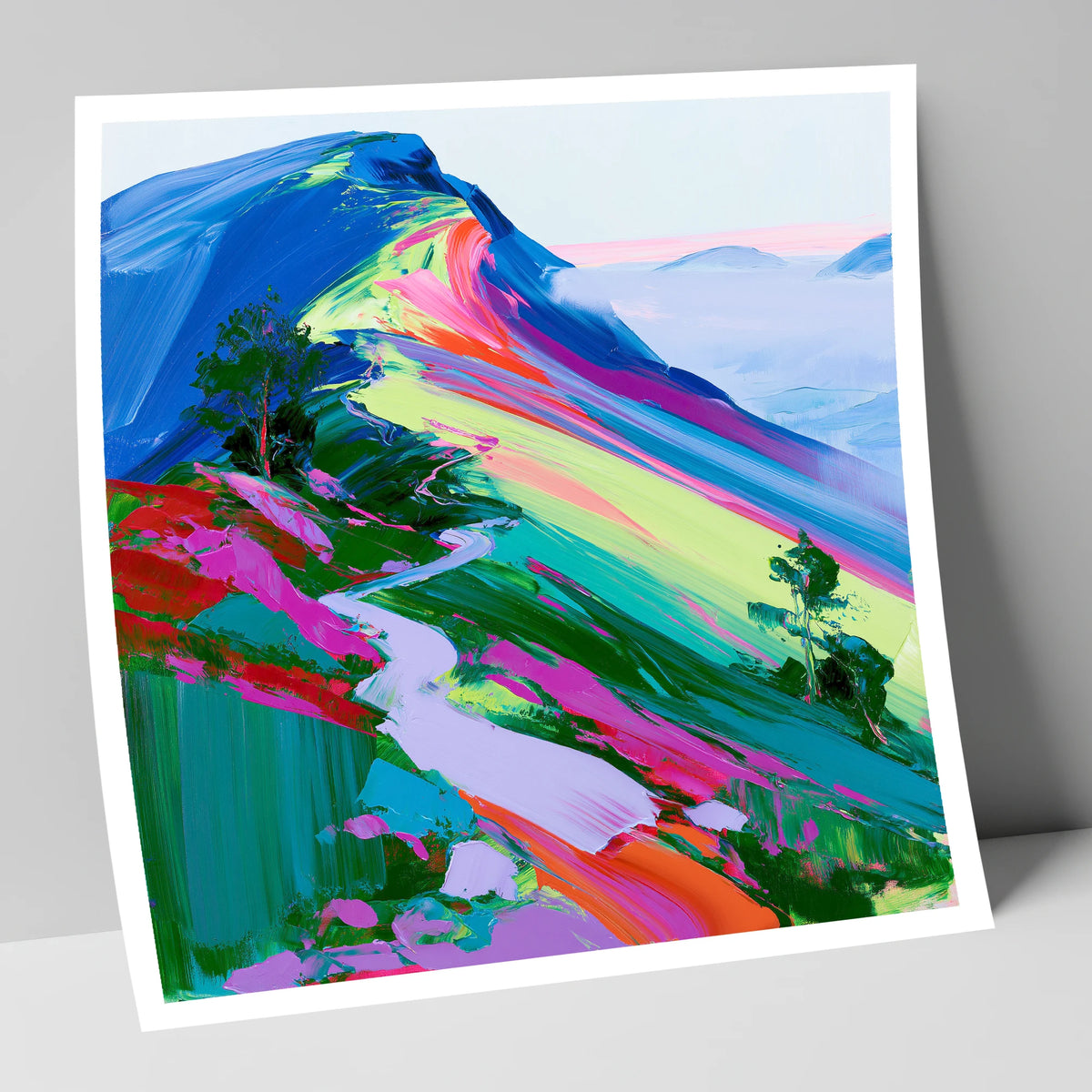 Colourful Mountain Ridge Path lake district fell art print