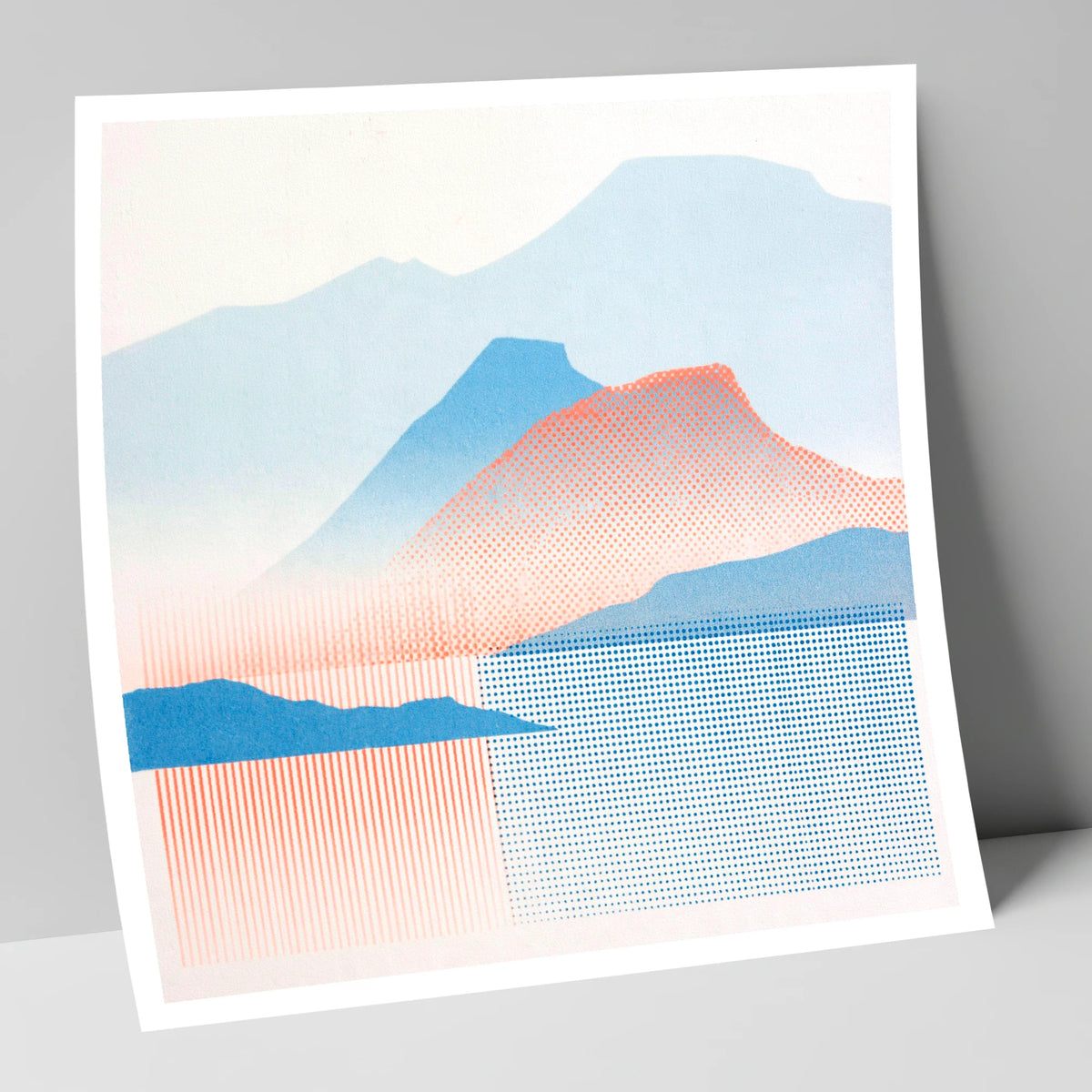 Catbells in Coral and Blue lake district fell art print