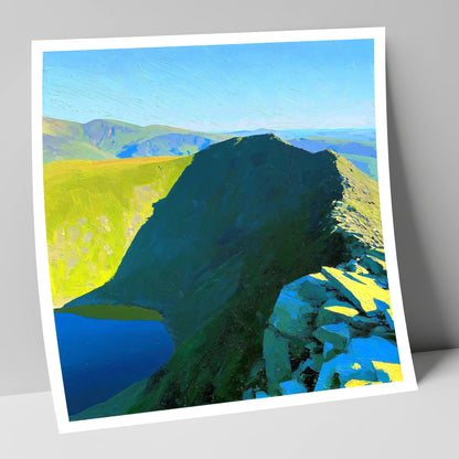 Sunlit Striding Edge on Helvellyn lake district walking art print